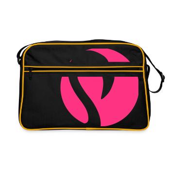 head circle round logo silhouette outline flamingo cl - Retro Bag - black/gold - Front