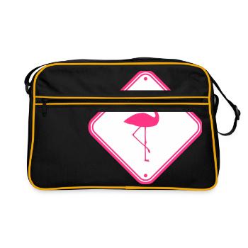 mise en garde mise en garde mise en garde mise en garde bouclier danger fla - Sac Retro - noir/or - Devant