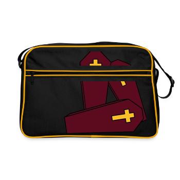 crew many team 3 friends casket burial cross gra - Retro Bag - black/gold - Front