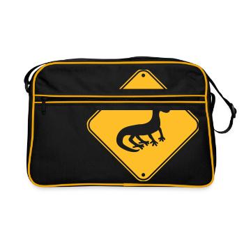note caution warning caution shield silhouette - Retro Bag - black/gold - Front