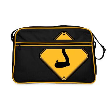 snake caution caution caution note sign s - Retro Bag - black/gold - Front