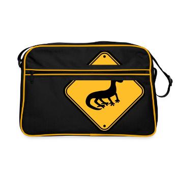 mise en garde avertissement mise en garde note bouclier silhouette - Sac Retro - noir/or - Devant