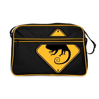 shield note caution warning caution danger con - Retro Bag - black/gold - Front
