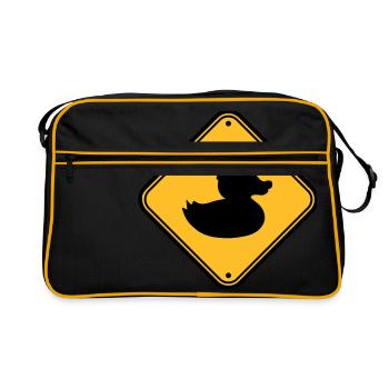 zone shield prohibited note danger caution - Retro Bag - black/gold - Front