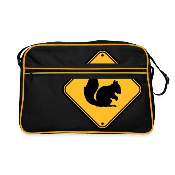 panneau d'avertissement bouclier zone de mise en garde - Sac Retro - noir/or - Devant