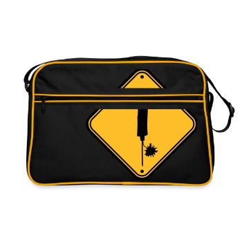 danger indication panneau attention danger zone - Sac Retro - noir/or - Devant