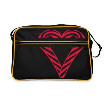love heart in love shape candy cane delicious sweet - Retro Bag - black/gold - Front