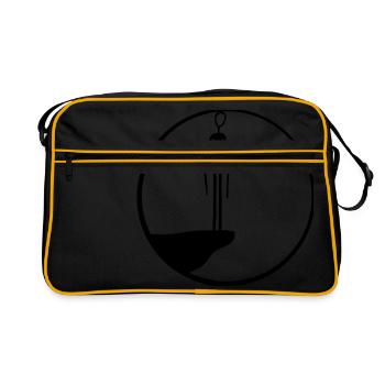 round cliff moon circle night black alien man - Retro Bag - black/gold - Front
