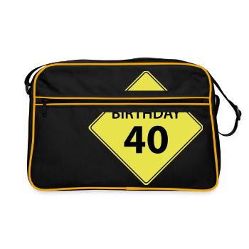 Anniversaire de signe de circulation 40 - Sac Retro - noir/or - Devant