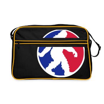 rund sport kreis logo gehender laufender seitlich - Retro Tasche - Schwarz/Gold - Vorne