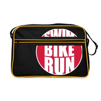 cercle rond logo nager vélo course texte triathlon sport - Sac Retro - noir/or - Devant