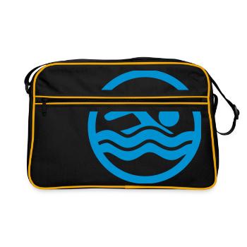 cercle natation amour symbole vacances mer vacances wa - Sac Retro - noir/or - Devant
