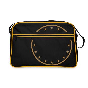 gold circle star frame round ring shield coat of arms d - Retro Bag - black/gold - Front