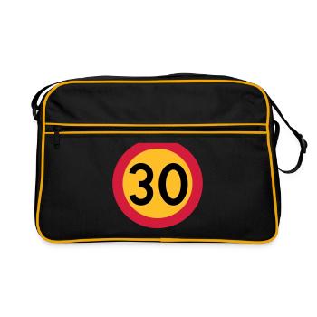 Conception de vecteur de panneau de signalisation à 30 km / h - Sac Retro - noir/or - Devant