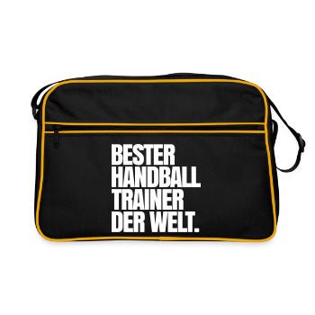 Bester Handball Trainer der Welt - Retro Tasche - Schwarz/Gold - Vorne