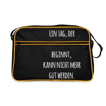 the day saying no good start sayings - Retro Bag - black/gold - Front