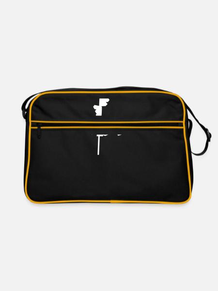wegweiser mit berglinie - Retro Tasche - Schwarz/Gold - Vorne