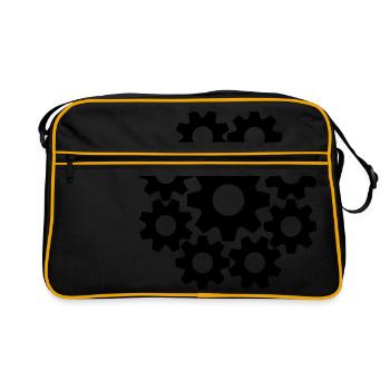 cool circle round pattern mechanical worker engineering - Retro Bag - black/gold - Front