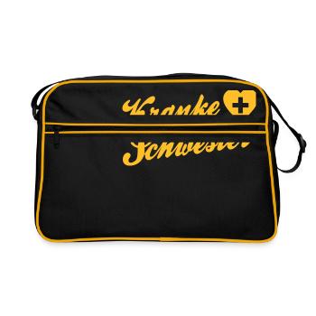 kranke schwester - Krankenschwester - Karnevall - Retro Tasche - Schwarz/Gold - Vorne