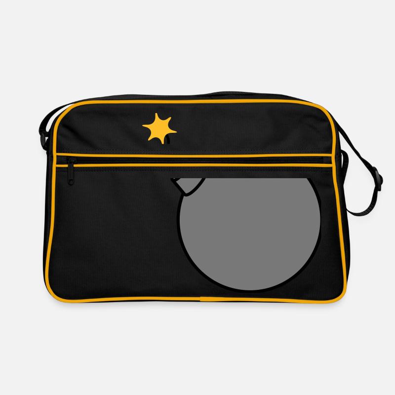 burned round ball sphere circle text b Retro Bag