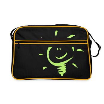 Happy Bulb / Fröhliche Glühbirne 1c - Retro Tasche - Schwarz/Gold - Vorne