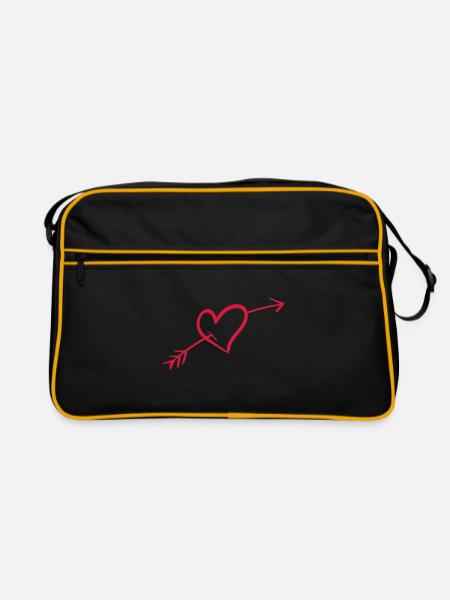 Heart arrow love cupid valentines day in love - Retro Bag - black/gold - Front