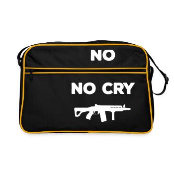 no wummen no cry Frieden Peace Statement Pazifist - Retro Tasche - Schwarz/Gold - Vorne