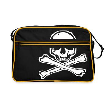 Crâne Os Os de crâne tatouage style - Sac Retro - noir/or - Devant