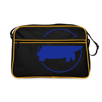 blue turtle in a circle - color changeable - Retro Bag - black/gold - Front
