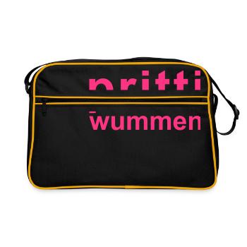 pritti wummen // pretty woman // girl power - Retro Tasche - Schwarz/Gold - Vorne