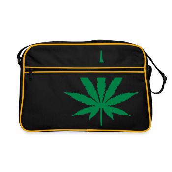Feuille de Cannabis - Sac Retro - noir/or - Devant
