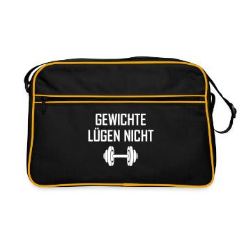 Gewichte lügen nicht - Retro Tasche - Schwarz/Gold - Vorne
