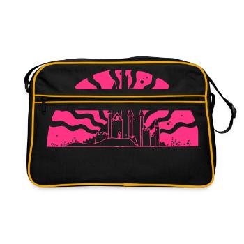 Fairytale Castle Sunrise - Retro Tasche - Schwarz/Gold - Vorne