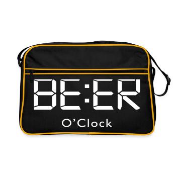 Beer o clock - Es ist immer Zeit für ein Bier - Retro Tasche - Schwarz/Gold - Vorne
