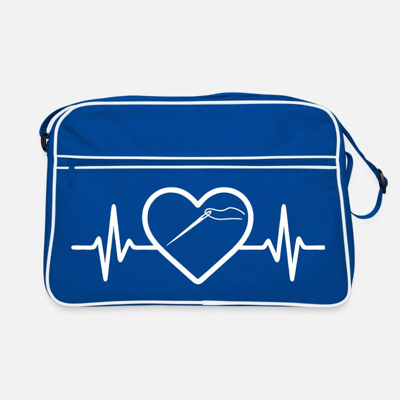 Sewing Spool Needle Scissors Heart Retro Bag