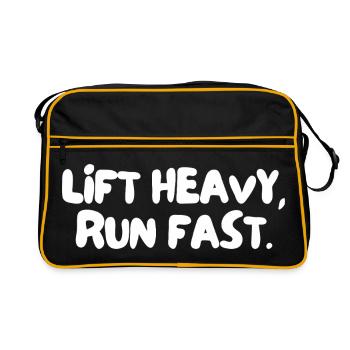 lift heavy, run fast. - Retro Bag - black/gold - Front