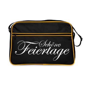 Schöne Feiertage - Retro Tasche - Schwarz/Gold - Vorne