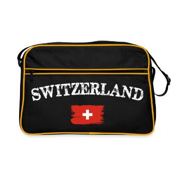 Arche du drapeau du Suisse Brush - Sac Retro - noir/or - Devant