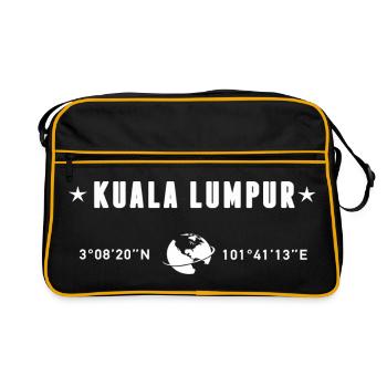 Kuala Lumpur Koordinaten weißer minimalistischer Tippfehler - Retro Tasche - Schwarz/Gold - Vorne