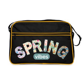 Flower Letters / Colorful Floral Design - Retro Bag - black/gold - Front