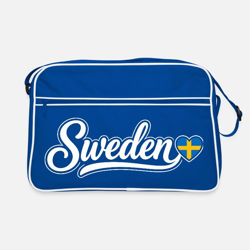 Schwedisches Skript mit Flaggenherz Fächer Patriotisch Retro Tasche