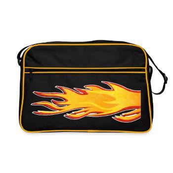 Gaz d’échappement de la queue brûlant par la flamme - Sac Retro - noir/or - Devant
