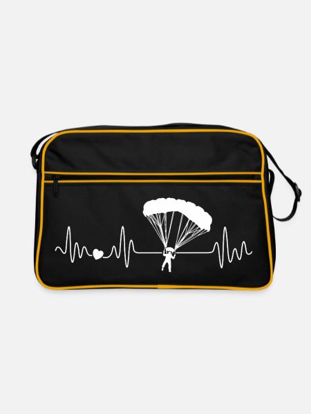 Fallschirmspringen Herzschlag Fallschirm Sport - Retro Tasche - Schwarz/Gold