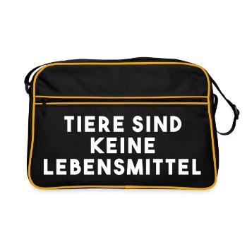 Tiere sind keine Lebensmittel  - Retro Tasche - Schwarz/Gold - Vorne