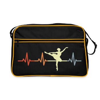 Ligne de coeur de ballet vintage - Sac Retro - noir/or - Devant