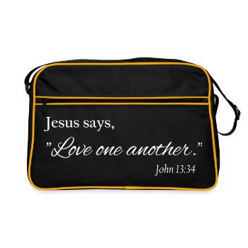 Love One Another – Christian Faith - Retro Bag - black/gold - Front