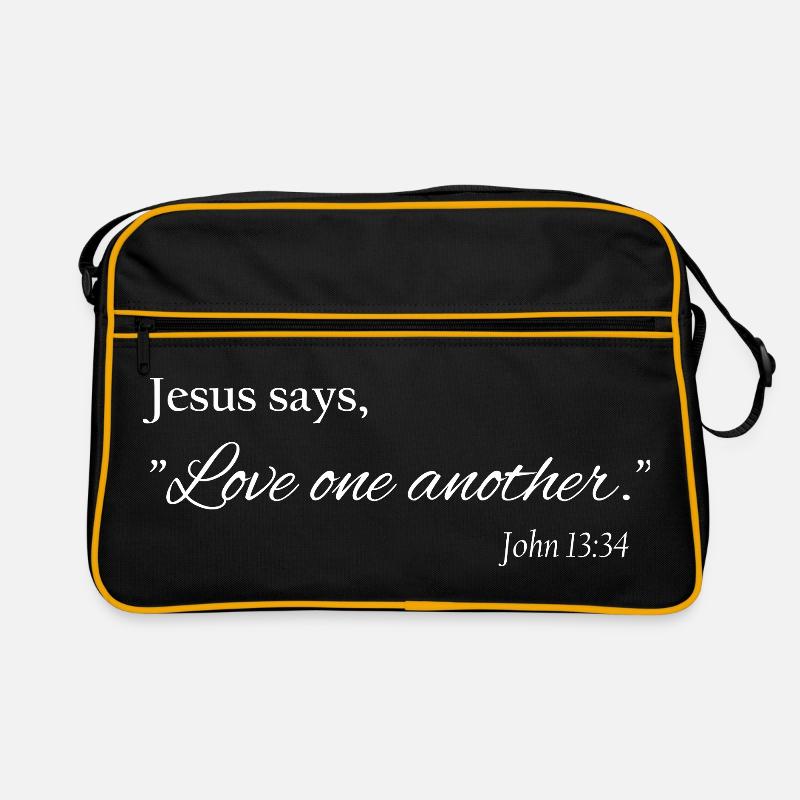 Love One Another – Christlicher Glaube - Retro Tasche - Schwarz/Gold