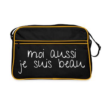 Moi aussi je suis beau - phrase humoristique - Sac Retro - noir/or - Devant