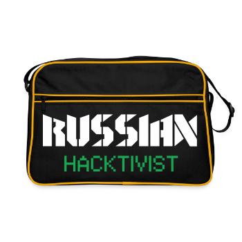 Russian Hacktivist Cyber Security Design - Retro Tasche - Schwarz/Gold - Vorne