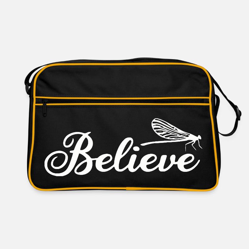 Illustration botanique de libellule inspirante - Sac Retro - noir/or